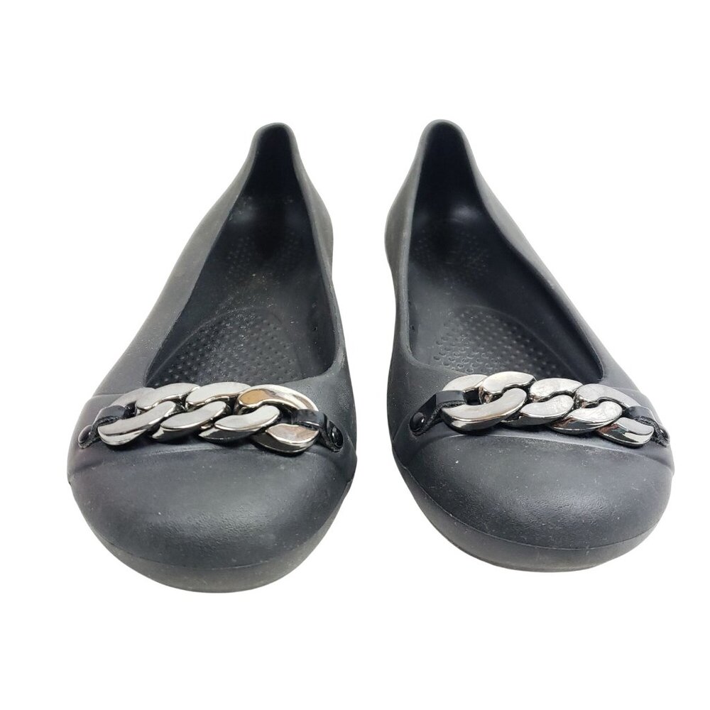 Crocs Women's Size 7 Black Dianna Embellished Ballet Flat - Picture 6 of 8
